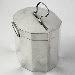Plain Sterling Silver Tea Caddy or Trinket Box with Cut Corners