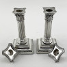 Pair of Late Victorian Sterling Silver Corinthian Style Candlesticks