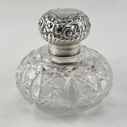 Pretty Late Victorian Sterling Silver and Cut Glass Perfume Bottle (1900)