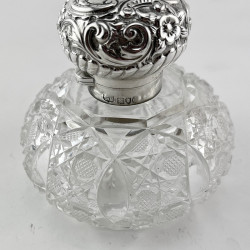 Pretty Late Victorian Sterling Silver and Cut Glass Perfume Bottle
