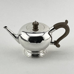 Charming George II Style Sterling Silver Plain Bullet Shaped Tea Pot