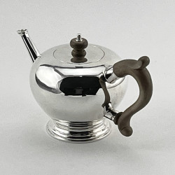 Charming George II Style Sterling Silver Plain Bullet Shaped Tea Pot