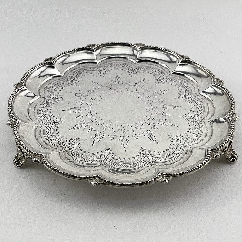Very Pretty Victorian Round Sterling Silver Salver (1872)