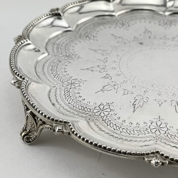 Very Pretty Victorian Round Sterling Silver Salver