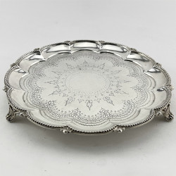Very Pretty Victorian Round Sterling Silver Salver