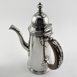 Superb Pair of William Comyns Georgian Style Sterling Silver Chocolate Pots