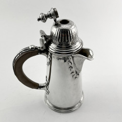 Superb Pair of William Comyns Georgian Style Sterling Silver Chocolate Pots