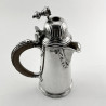 Superb Pair of William Comyns Georgian Style Sterling Silver Chocolate Pots
