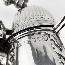 Superb Pair of William Comyns Georgian Style Sterling Silver Chocolate Pots