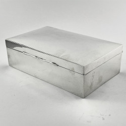 Stylish Plain Large Rectangular Sterling Silver Cigar or Trinket Box