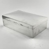 Stylish Plain Large Rectangular Sterling Silver Cigar or Trinket Box