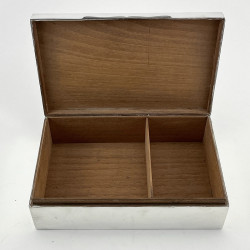 Stylish Plain Large Rectangular Sterling Silver Cigar or Trinket Box