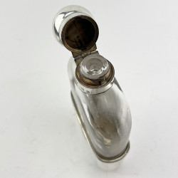 Stylish Late Victorian Sterling Silver and Clear Glass Hip Flask