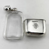 Stylish Late Victorian Sterling Silver and Clear Glass Hip Flask
