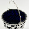 Chester Sterling Silver Sugar Basket with Bristol Blue Glass Liner