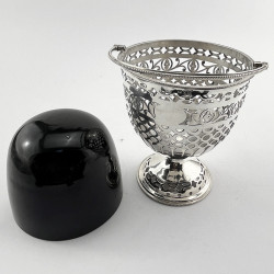 Chester Sterling Silver Sugar Basket with Bristol Blue Glass Liner