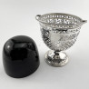 Chester Sterling Silver Sugar Basket with Bristol Blue Glass Liner