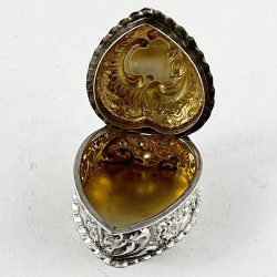 Charming Victorian Heart Shaped Sterling Silver Ring or Jewellery Box