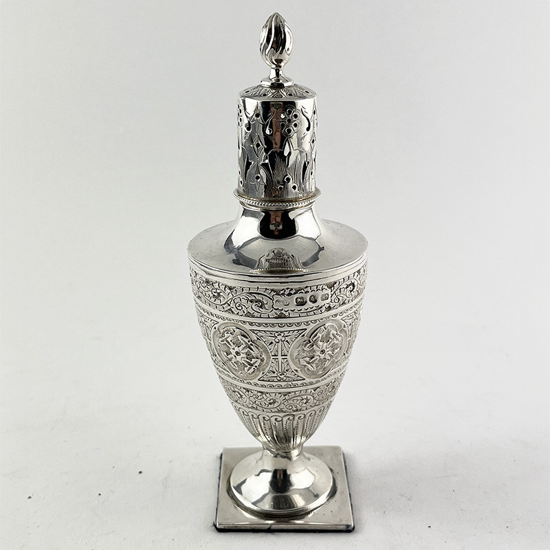 Decorative Victorian Nathan & Hayes Sterling Silver Sugar Caster (1890) Decorative Victorian Nathan & Hayes Sterling Silver Sugar Caster (1890)
