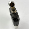 Large Sterling Silver Crocodile Leather Bound Hip Flask