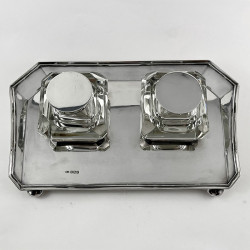 Superb Quality and Stylish Sterling Silver Desk Two Bottle Inkstand