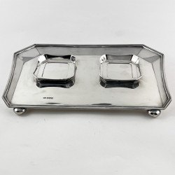 Superb Quality and Stylish Sterling Silver Desk Two Bottle Inkstand