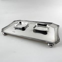 Superb Quality and Stylish Sterling Silver Desk Two Bottle Inkstand