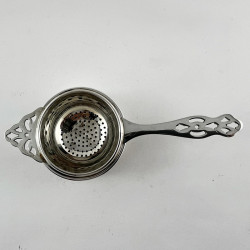 Sterling Silver Tea Strainer and Drip Bowl with Matching Hallmarks