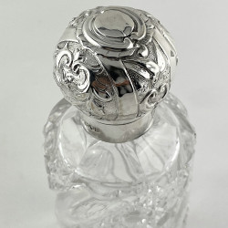 Large Size Sterling Silver and Cut Glass Perfume Bottle