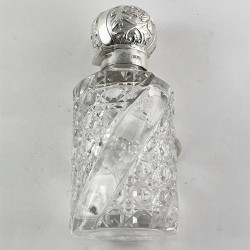 Large Size Sterling Silver and Cut Glass Perfume Bottle
