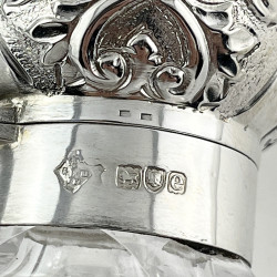 Large Size Sterling Silver and Cut Glass Perfume Bottle