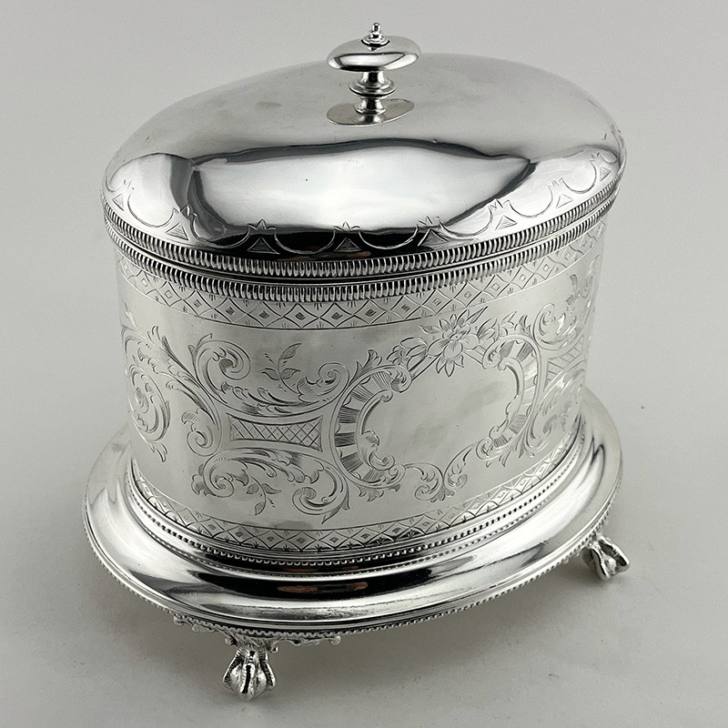 Impressive Large Oval Victorian Silver Plated Biscuit Box (c.1890)