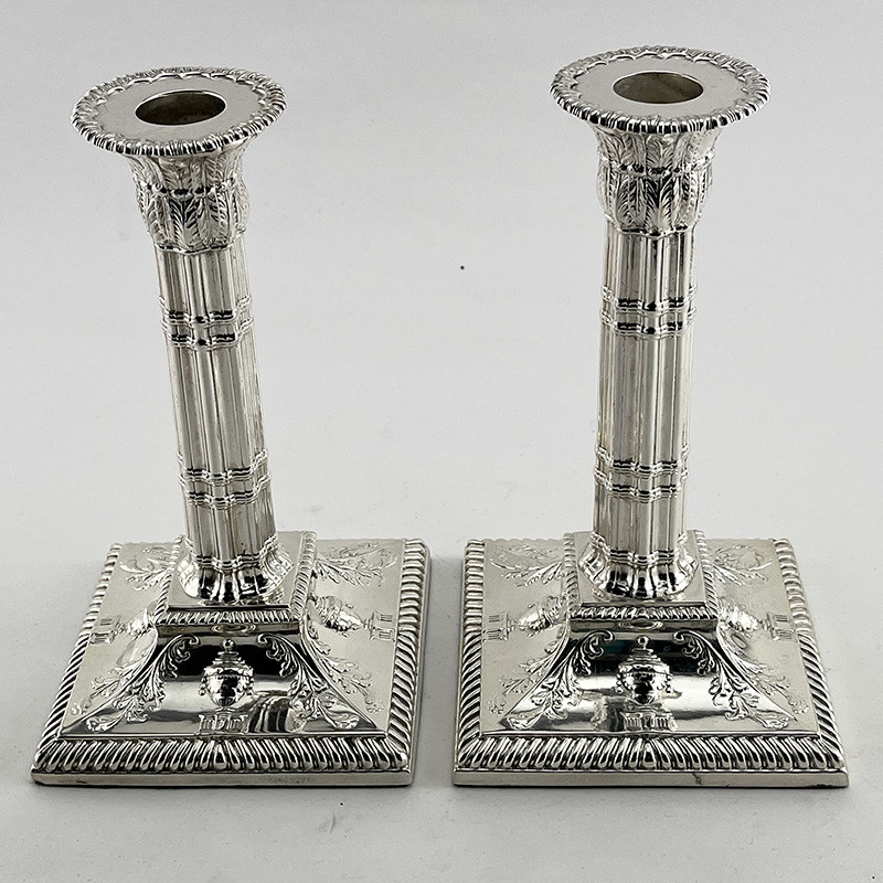 Pair of Classical Style Victorian Silver Plated Candlesticks (c.1890)