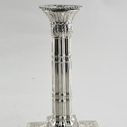 Pair of Classical Style Victorian Silver Plated Candlesticks