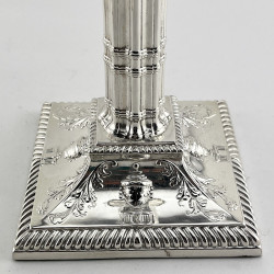 Pair of Classical Style Victorian Silver Plated Candlesticks