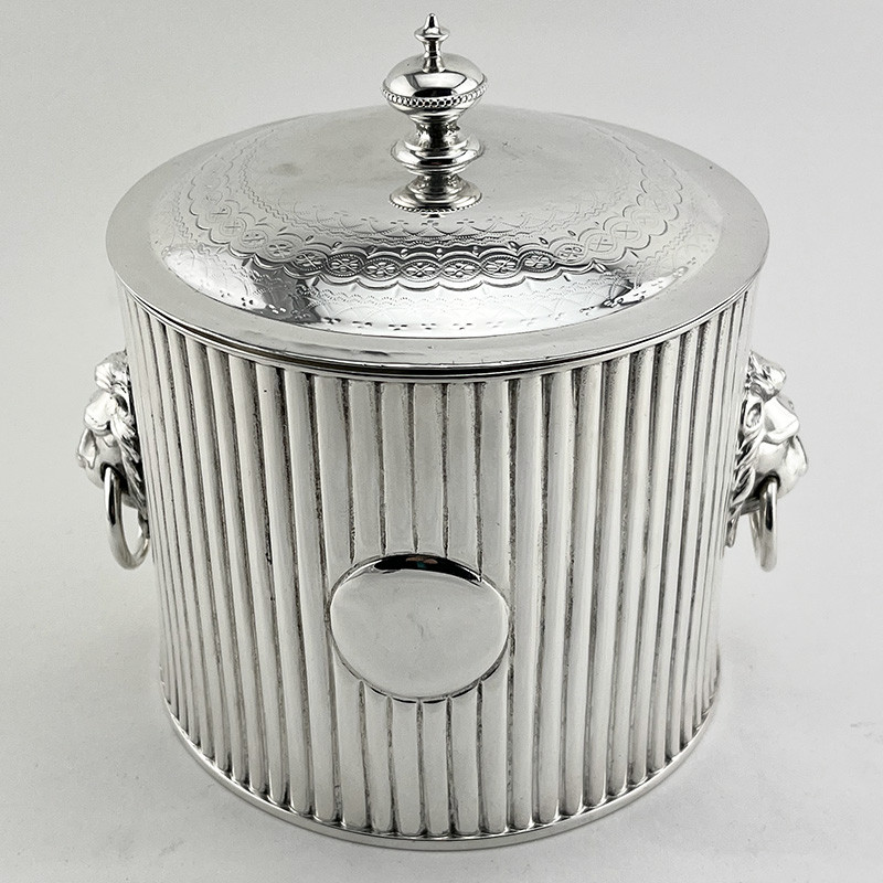 Handsome Victorian Silver Plated Biscuit Box in a Circular Form Handsome Victorian Silver Plated Biscuit Box in a Circular Form