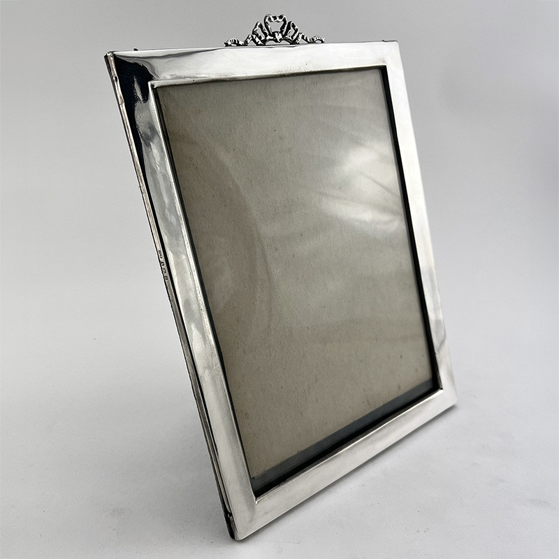 Rectangular Sterling Silver Photo Frame with Plain Silver Border