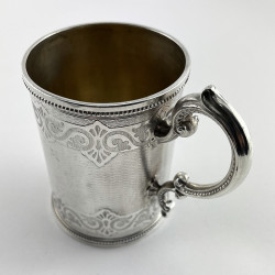Victorian Sterling Silver Childs Christening Mug in a Cylindrical Form