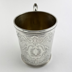 Victorian Sterling Silver Childs Christening Mug in a Cylindrical Form