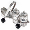 Novelty Victorian Silver Plate Roller Skate Condiment Set