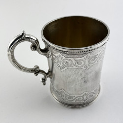 Victorian Sterling Silver Childs Christening Mug in a Cylindrical Form