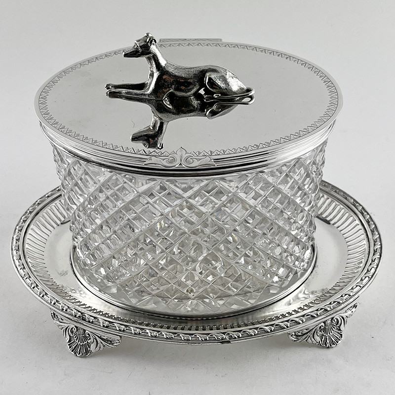 Oval Victorian Silver Plated and Cut Glass Biscuit Box (c.1895)