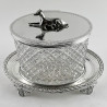 Oval Victorian Silver Plated and Cut Glass Biscuit Box (c.1895)