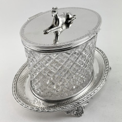 Oval Victorian Silver Plated and Cut Glass Biscuit Box