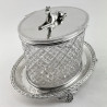 Oval Victorian Silver Plated and Cut Glass Biscuit Box