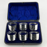 Six Victorian Sterling Silver Boxed Aesthetic Movement Napkins Rings