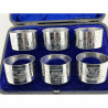 Six Victorian Sterling Silver Boxed Aesthetic Movement Napkins Rings