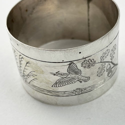 Six Victorian Sterling Silver Boxed Aesthetic Movement Napkins Rings