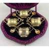 Beautiful Boxed Set of Victorian Gilt Sterling Silver Salts