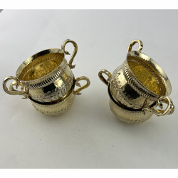 Beautiful Boxed Set of Victorian Gilt Sterling Silver Salts